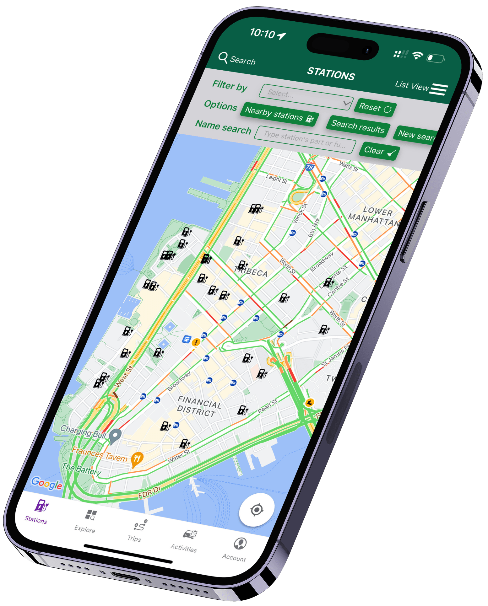 Station locate app maps tab screen