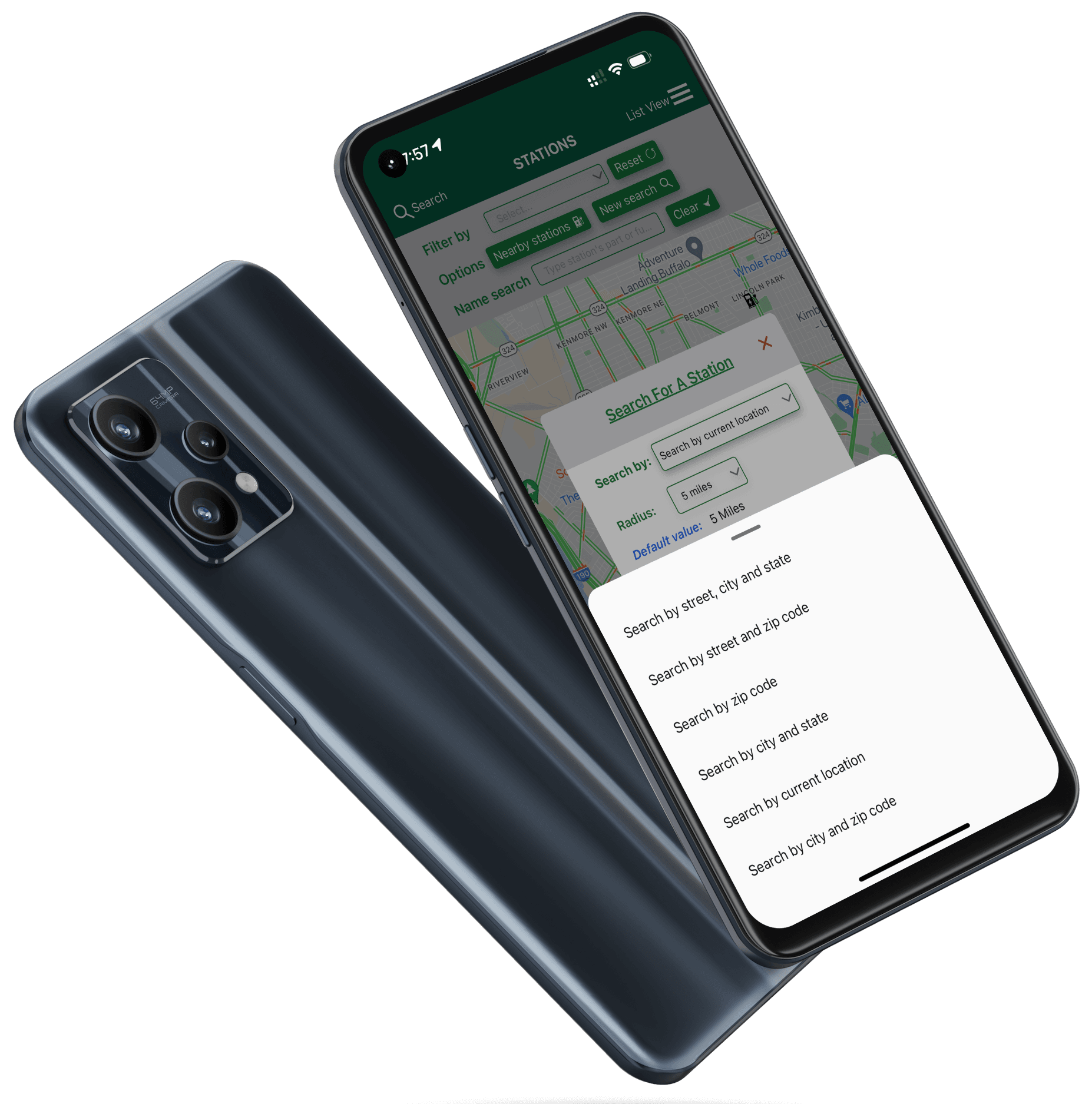 Station locate app search stations screen